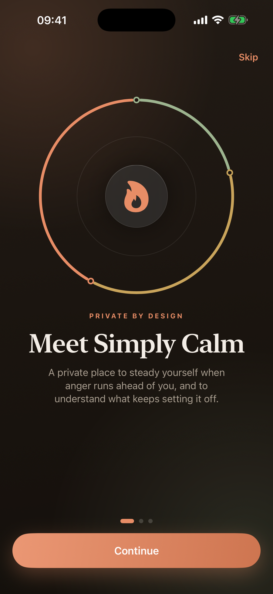 Simply Calm onboarding screen