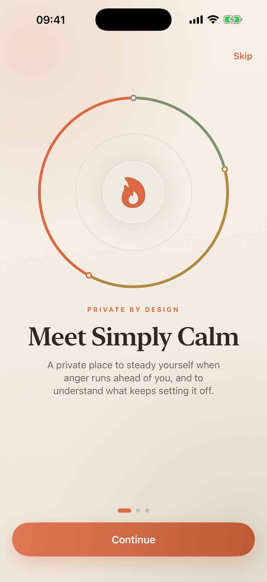 Simply Calm onboarding screen
